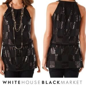 White House Black Market Black Sequinned Mini Dress/Tunic